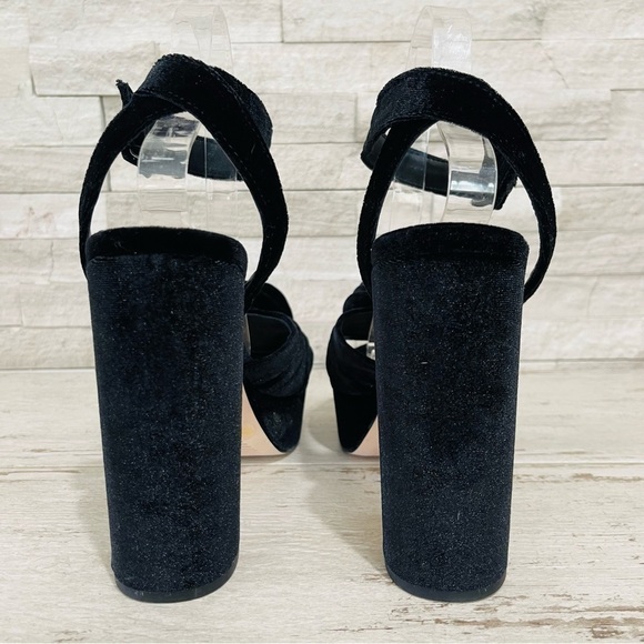 Antonio Melani × Nicola Bathie Emilia Black Velvet Rose Platform Sandals Sz 10 - Picture 7 of 14